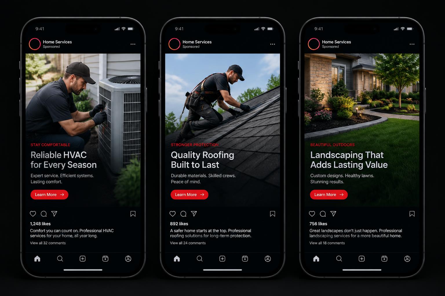Home service advertising campaigns displayed on mobile phones